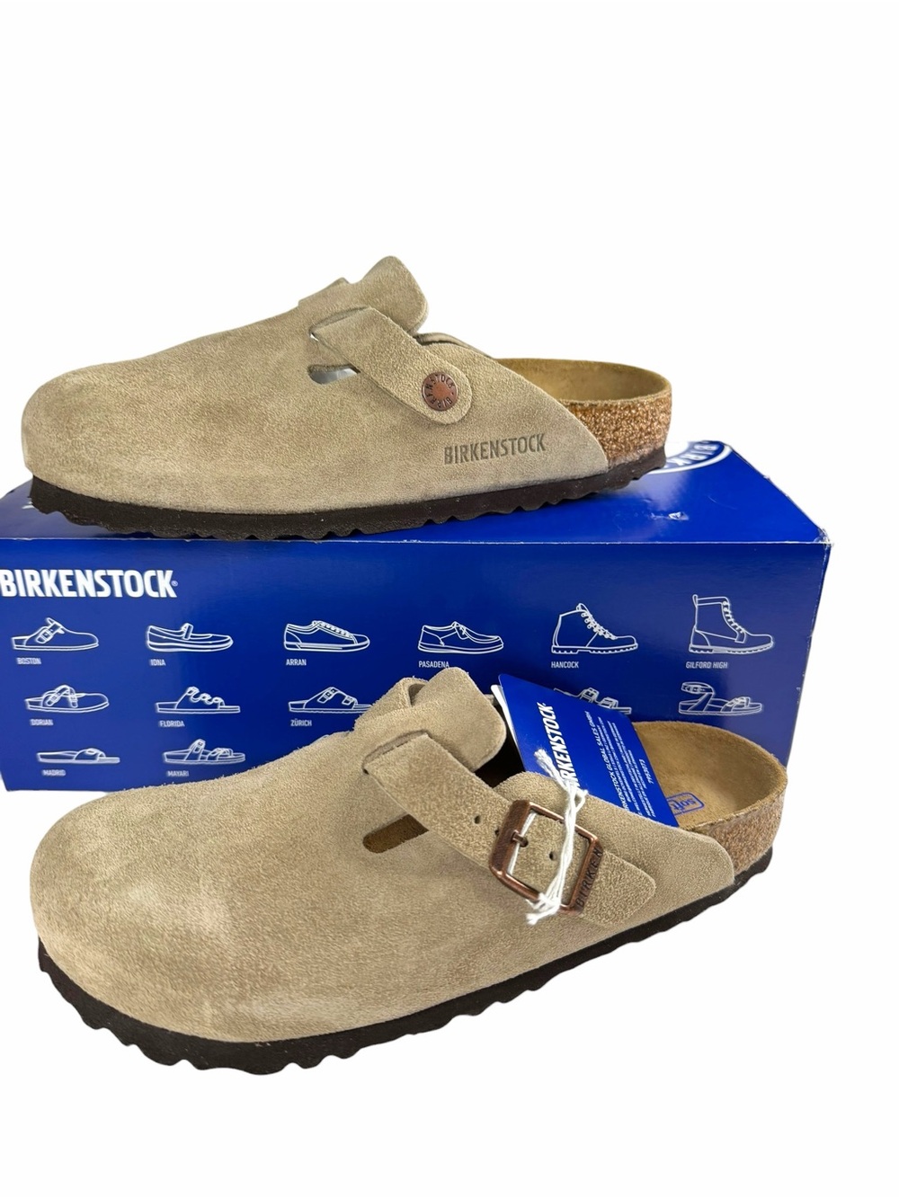 Birkenstock Boston Women’s Clogs Soft Footbed Suede Leather Taupe Size 36 NWT
